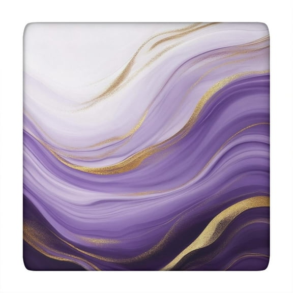 Purple Gold Marble Pattern Square Fitted Tablecloth with Elastic Edge,Square Table Cover,Washable Elastic Table Cover for Home Kitchen Party Decor 34"x34"