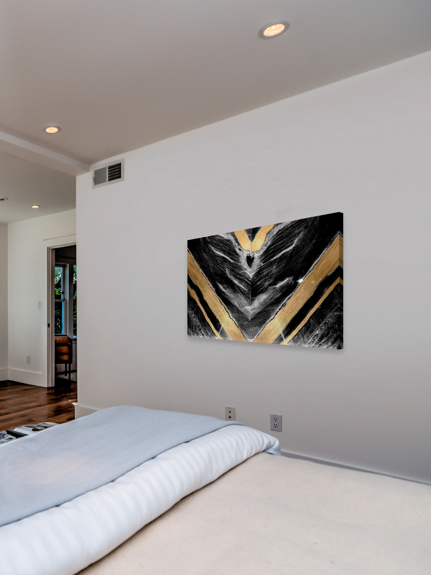 Marmont Hill Golden V Painting Print on Wrapped Canvas