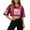 A-Brick Red50, variant on Yuanlong Women's Cropped Tshirts V Neck Short Sleeve Number Print Casual Tees Loose Fit Everyday Streetwear Sports Tee Shirts
