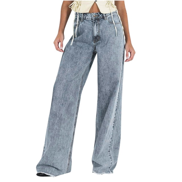 Bigersell Black High Waisted Jeans Cargo Jeans Clearance Jeans Ladies Tapered Denim Pants Button Closure Washed Ripped Black Jeans Fitted Mid Waist Ankle Length Pants Style J-38 Light Blue XL