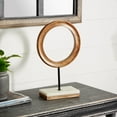 thumbnail image 3 of 9" x 14" Brown Mango Wood Circle Geometric Sculpture with Marble Stand, by DecMode, 3 of 9
