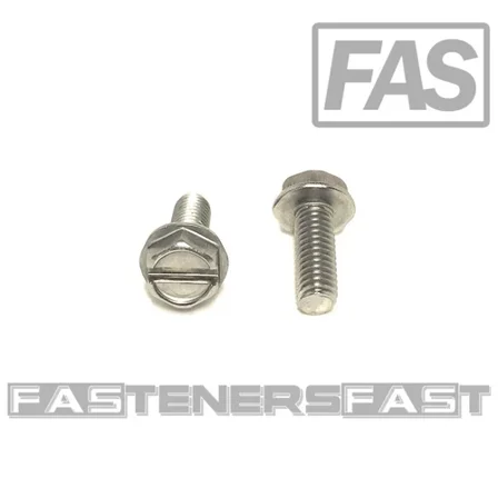 (50) 10-32X1/2 Stainless Steel Slotted Hex Washer Head Machine Screws 18-8