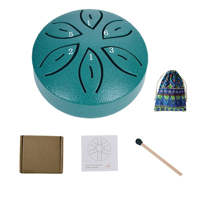 Birdeem Mini Tambour de Pluie 3 Pouces 6 Tons Instrument de Percussion en Acier Tambour Portable pour Enfants avec Sac de Rangement