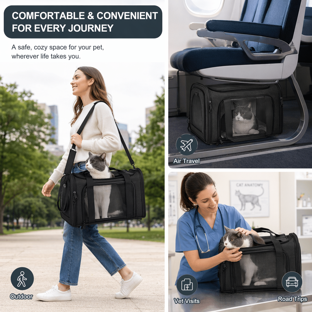 OneCare Large Soft-Sided Pet Carrier, Black photo 2