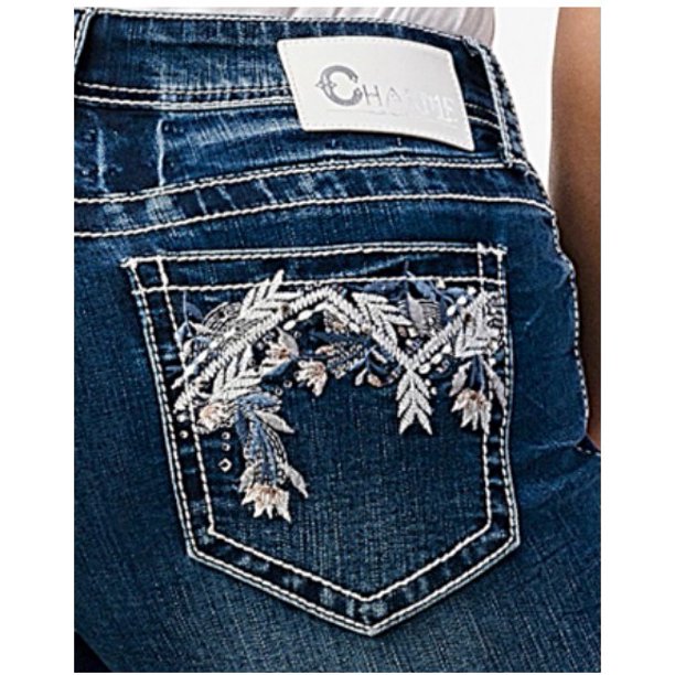 Charme by Grace in LA Women's Floral Crystal Embellished Bootcut