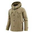 thumbnail image 3 of cocolona Winter Jacket for Men Fashion Casual Warm Fleece Lined Jacket Coat Mens Work Cargo Multi-Pockets Jacket with Removable Hood, on Clearance, 3 of 9