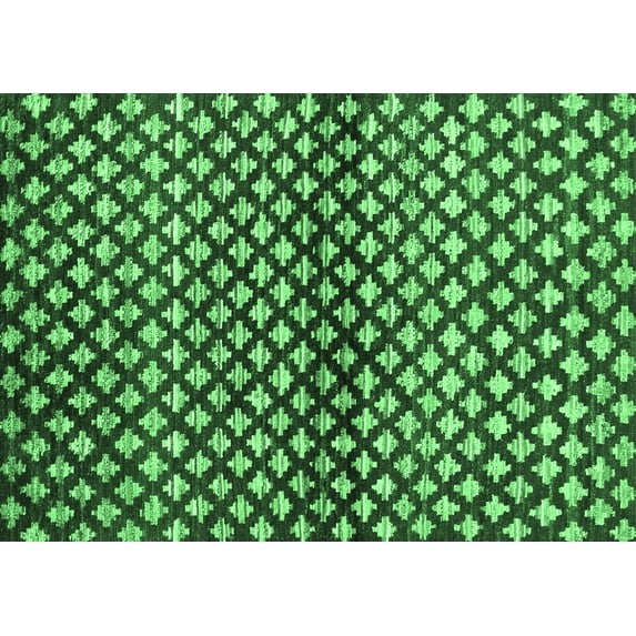 Ahgly Company Indoor Rectangle Abstract Emerald Green Contemporary Area Rugs, 2' x 5'