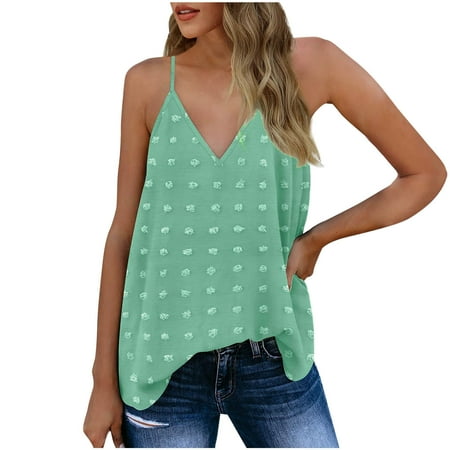 

pbnbp Women s Solid Crewneck Sleeveless Spaghetti Strap Cami Tops Camisole for Women