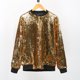thumbnail image 3 of Moda mujer lentejuelas abrigo chaqueta de bombardero de manga larga con cremallera ropa de calle cas Tomshoo Dorado/M, 3 of 7
