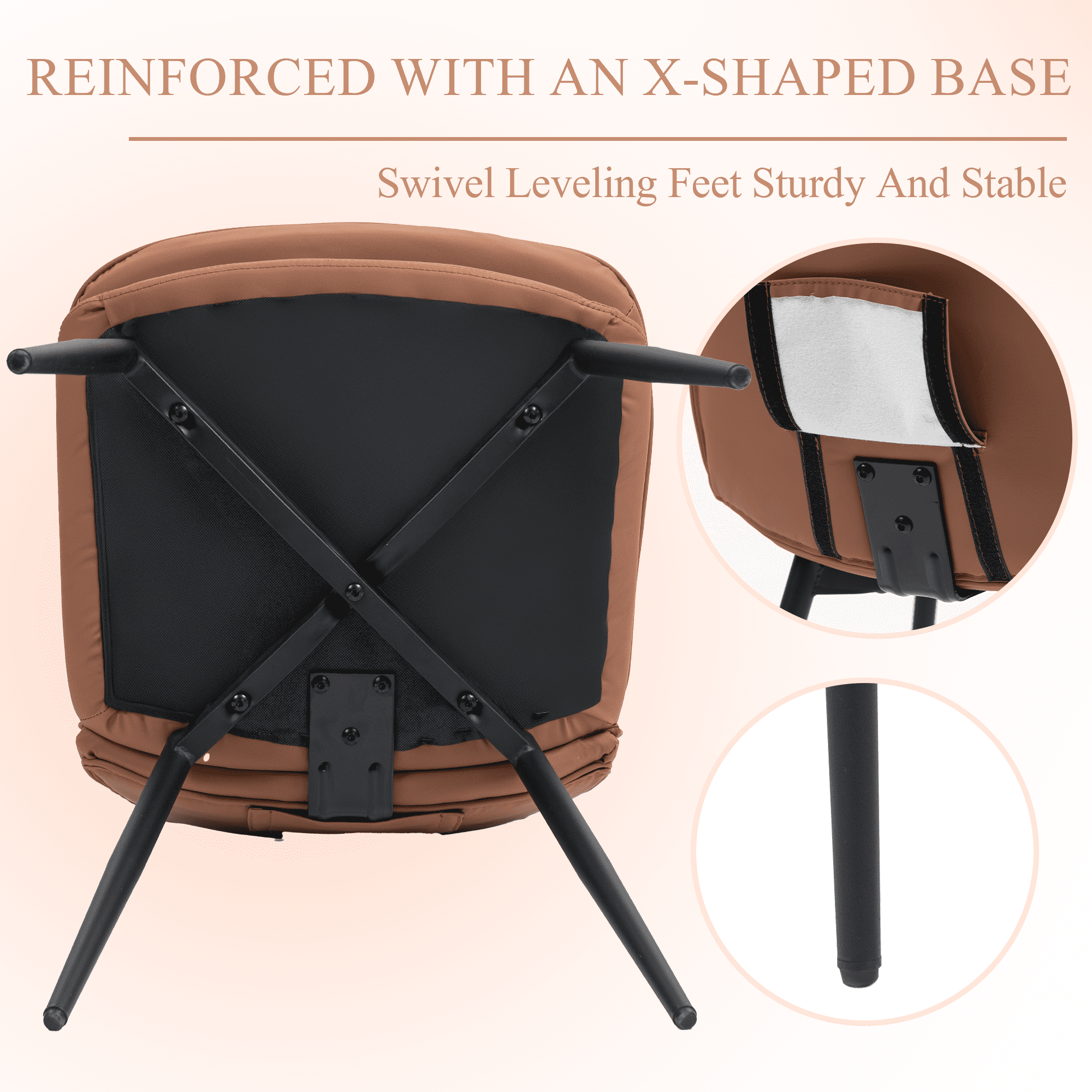 Homhum Upholstered Dining Chairs Set of 2, Faux Leather Kitchen Chairs w/ Button Tufted Back, Brown
