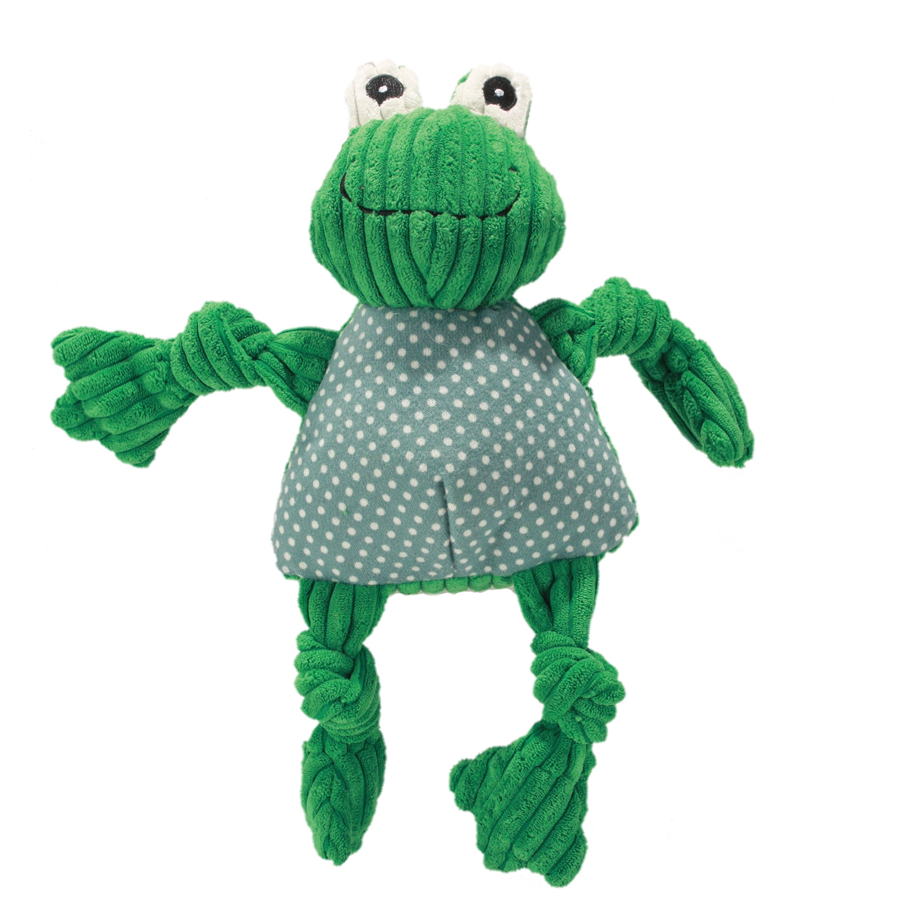 HuggleHounds Knottie Plush Dog Toy Frog, Large