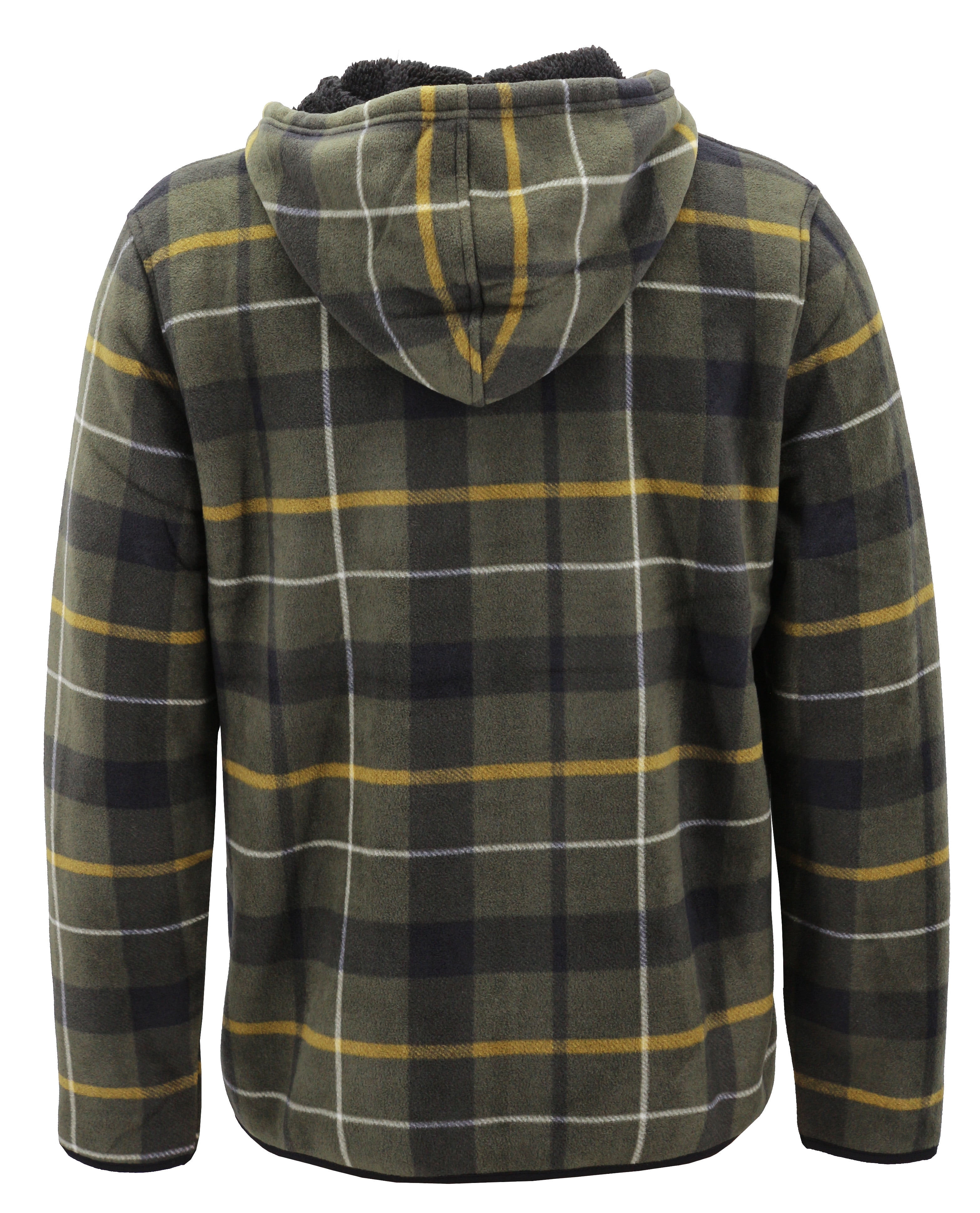 Fleece Zip Up Hooded Sweatshirt Plaid 