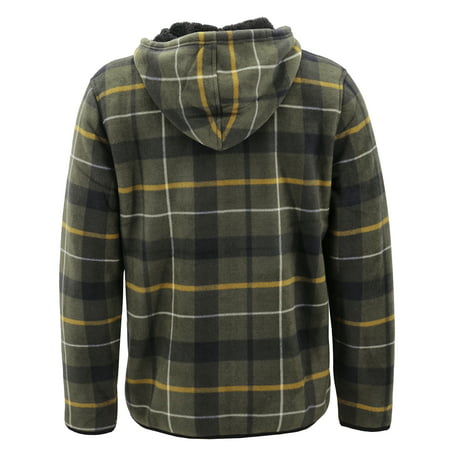 Raw Flannel - Men’s Fleece Zip Up Hooded Sweatshirt Plaid Soft Sherpa ...