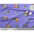 thumbnail image 3 of Soimoi Velvet Fabric House,Tree & Car Transport Print Fabric by the Yard 58 Inch Wide, 3 of 3