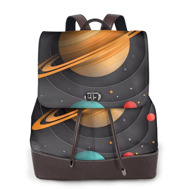 Fotbe Solar System Paper Art for Leather Backpack Purse for Women Fashion Multipurpose Design Handbag Ladies Shoulder Bags Travel Backpack