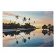 thumbnail image 1 of Tropical Cutting Board, Tropical Sunset Moorea French Polynesia Reflection Resort Scenic Waterscape, Decorative Tempered Glass Cutting and Serving Board, Large Size, Yellow Coral Blue, by Ambesonne, 1 of 1