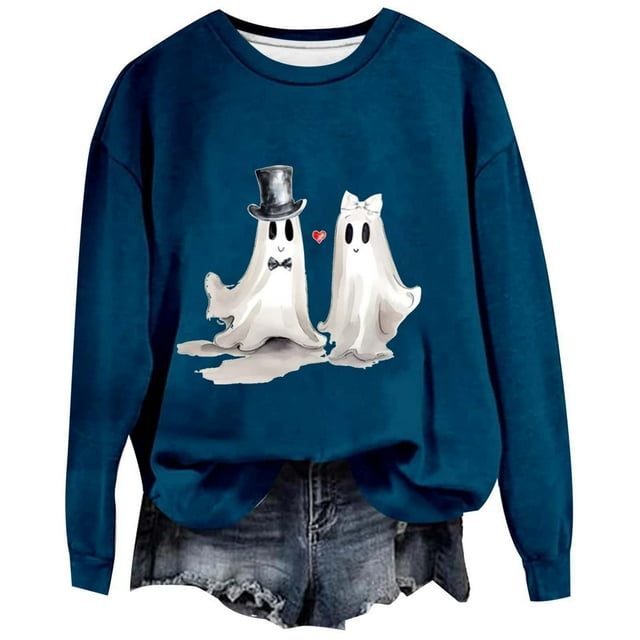 VBARHMQRT Chandail Brun Femme Automne et Hiver 2024 Tendance Imprimé Âme Sans Capuche Hauts de Sport