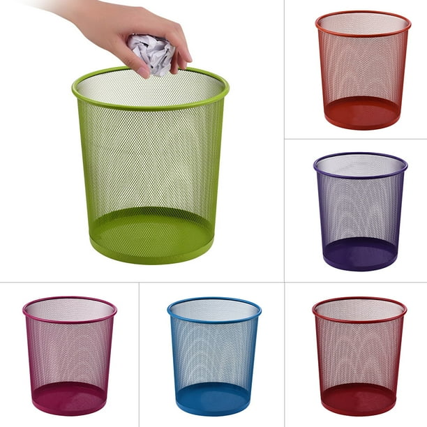 Round Metal Mesh Waste Paper Basket Office Dustbin Trash Can Wastebasket Recycling Bin Walmart