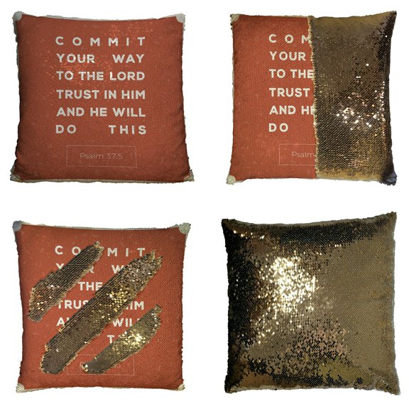 ECZJNT Commit Your Way To The Lord Bible Verse For Encouragement Typography Design Pillow Case Home Decor Cushion Cover 16x16 Inch