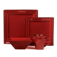 thumbnail image 2 of 16 Piece Square Beaded Stoneware Dinnerware by Lorren Home Trends, Red, 2 of 5