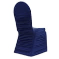 thumbnail image 1 of 10 Pieces, Ruched Fashion Spandex Banquet Chair Cover Fits: Round Banquet or Crown Top Banquet - Navy Blue, 1 of 1