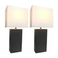 thumbnail image 3 of Elegant Designs 2 Pack Modern Leather Table Lamps with White Fabric Shades, Black, 3 of 8