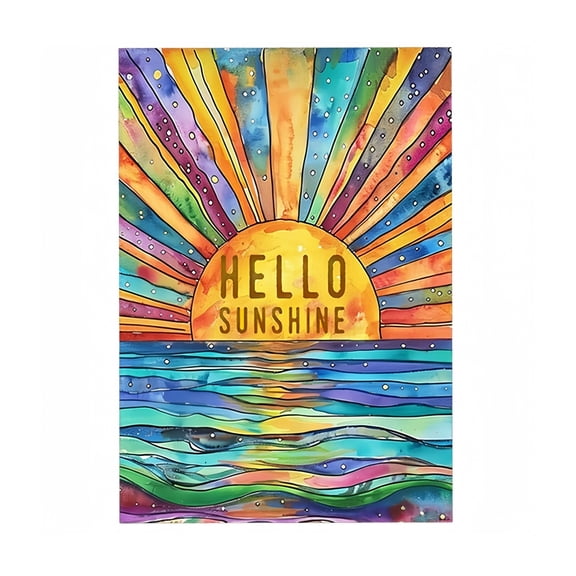 Watercolor Double Sided Sunrise Outdoor Yard Flag 28x40 Inch Large Seasonal Banner For Summer Holiday Party Lawn Porch Decor