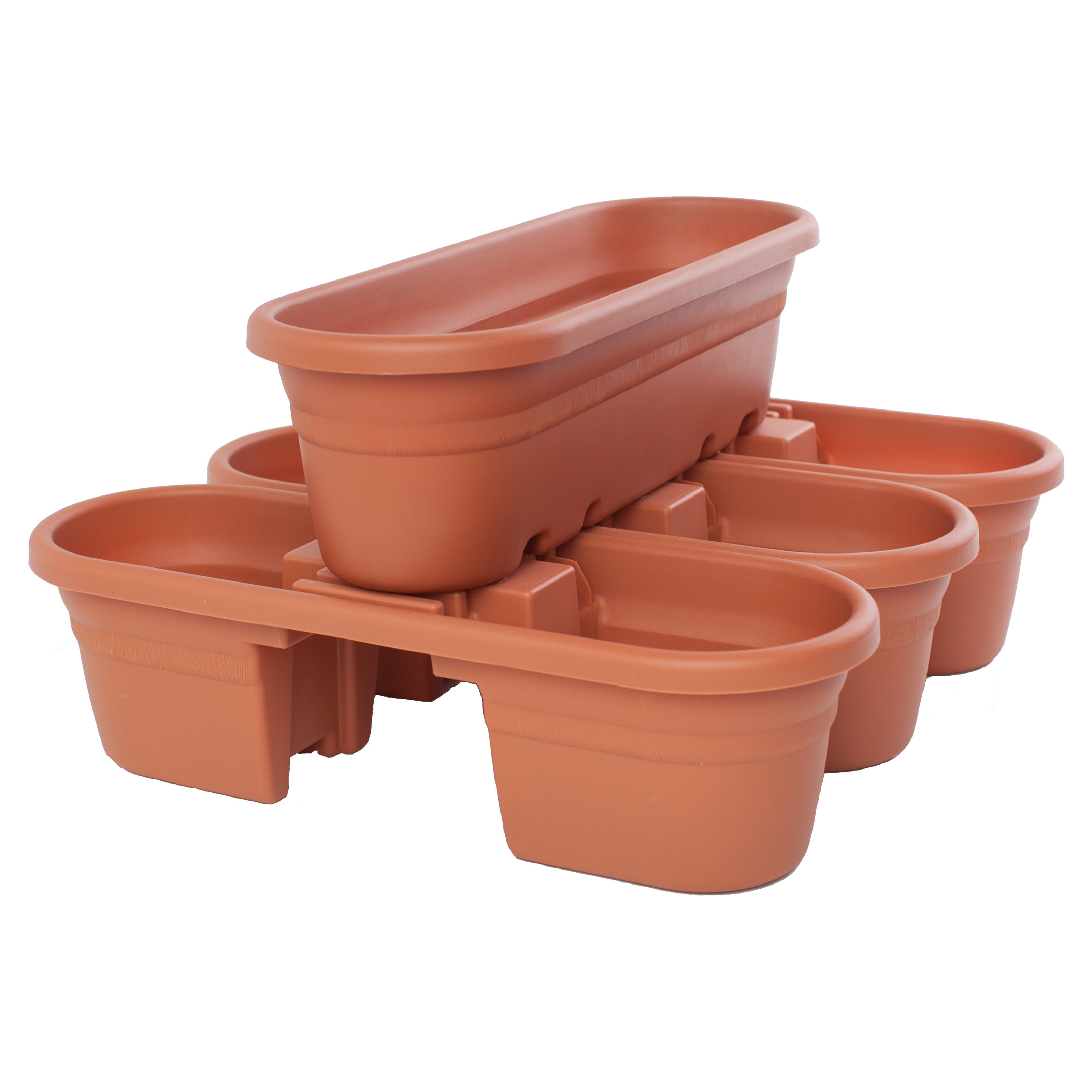 Bloem Milano 21 in. Rail Planter Terra Cotta Set of 4 by Bloem LLC