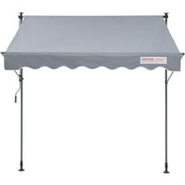 118" Manual Retractable Awning with Sun Shade Curtain, Adjustable Patio Canopy for Door, Window, Balcony, Garden - UV Protection Shelter