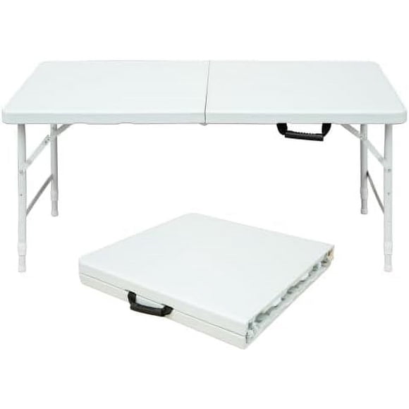 QinaQin Mesa plegable tipo maleta para exterior con altura ajustable y patas metálicas, ligera y portátil, ideal para camping, patio o playa