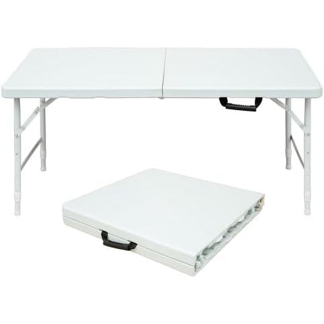 QinaQin Mesa plegable tipo maleta para exterior con altura ajustable y patas metálicas, ligera y portátil, ideal para camping, patio o playa