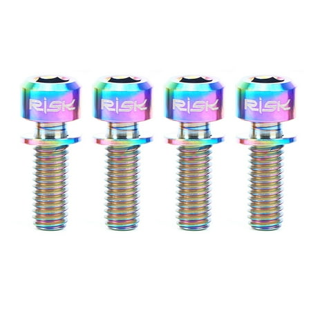 

RISK 4PCS M6×18/20mm Titanium Ti Bolts Screws for MTB Disc Brake Caliper with Adaptor Spacer