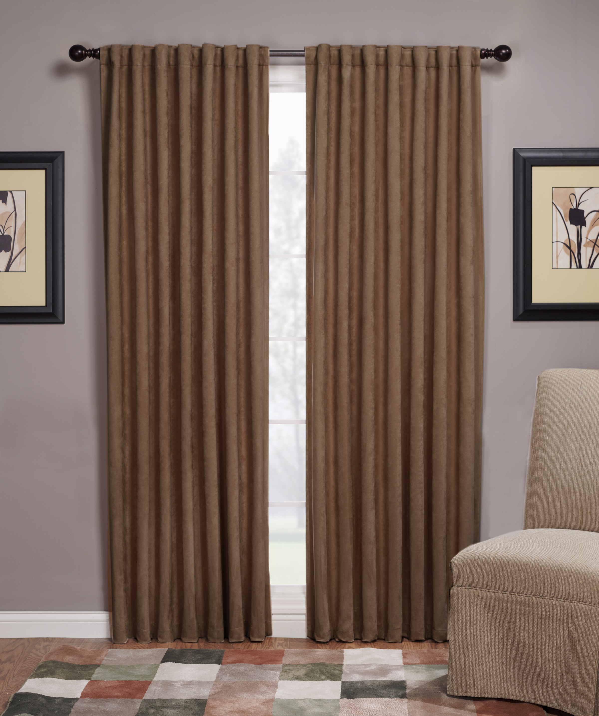 Austin Single Microsuede Blackout Curtain - Mocha 63" - Walmart.com