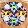 thumbnail image 2 of Round Fitted Tablecloth with Weed Leaf Pattern - Waterproof, Windproof, and Easy to Clean (Trippy Cannabis Design), 2 of 5