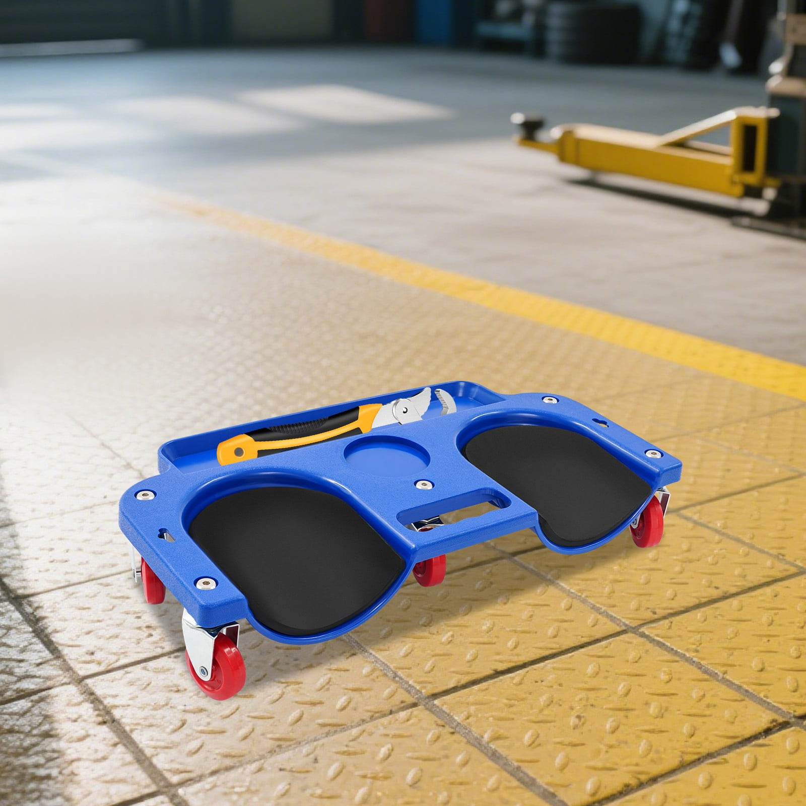 DENEST Kneeling Board with Wheels, Blue, Rolling Knee Pad/Creeper, Tire Repair Tool