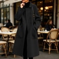 thumbnail image 5 of Levmjia Women's Plus Size Longline Wool Look Coat Single Breasted Notched Lapel Pocket Casual Loose Fit Winter Jacket, 5 of 7