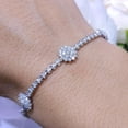 thumbnail image 2 of Sparkle Jewels Women's Round Cubic Zirconia Floral Tennis Bracelet 14K White Gold Finish, 2 of 2