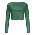 thumbnail image 6 of Sequin Crop Tops for Women Long Sleeve Crewneck Glitter Tshirt Y2K Teen Girls Cute Sparkle Blouse Tees for Party Club, 6 of 6