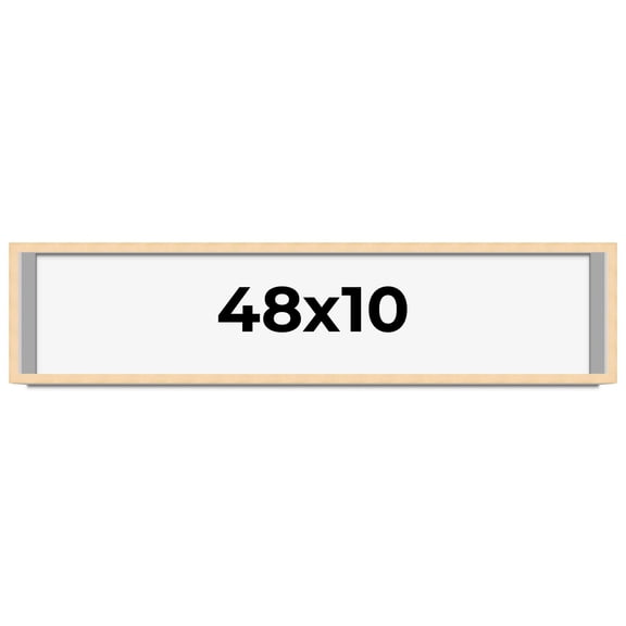 48x10 Frame Natural Wood Picture Frame | 0.75 Inch Moulding Width | with UV Acrylic Plexiglass,