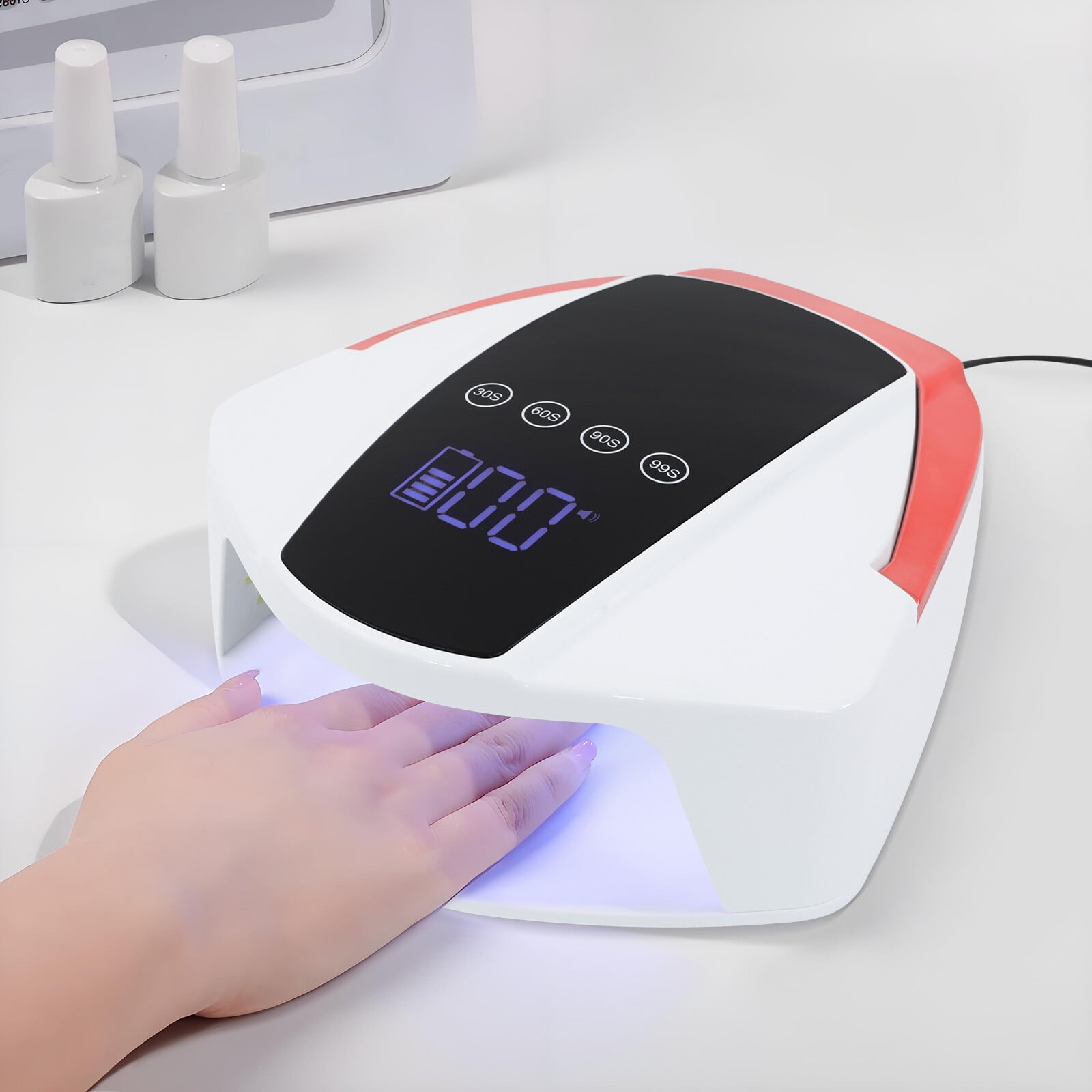 1 PCS Rechargeable Nail Lamp, LED Manicure Desk Lamp, Automatic Sensor UV LED Nail Dryer, White+ Red+ Black