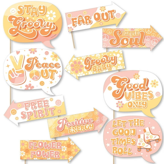Big Dot of Happiness Funny Stay Groovy - Boho Hippie Party Photo Booth Props Kit - 10 Piece