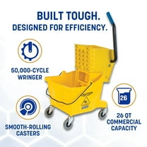 Commercial Mop Bucket with Side-Press Wringer, 26-Quart, Durable Polypropylene, Yellow