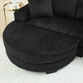 thumbnail image 7 of Barara King Sleeper Sofa with Corduroy Tufted Upholstered and L-Shaped Modular Convertible, Seat Couch with Arc-shaped Footstool for Living Room, Bedroom, Office, Black, 7 of 7