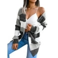 thumbnail image 3 of Liacowi Women Juniors Knit Cardigan Long Sleeve Sweater Striped Knitwear Coat Fall Casual Tops Outwear, 3 of 5