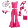 thumbnail image 3 of Disfraz de Barbi de Halloween para niñas, conjunto de ropa Punk de calle Rosa sin mangas con lazo para fiesta, vestido Vintage a cuadros, nuevas películas, 3 of 5