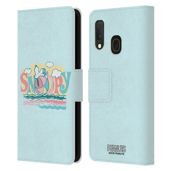 Head Case Designs Officially Licensed Peanuts Beach Bum Snoopy Ball Leather Book Wallet Case Cover Compatible with Samsung Samsung Galaxy A20e (2019)