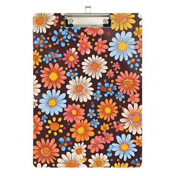 FORMRS Acrylic Clipboard with Low Profile Clip Standard A4 Letter Size, 12.5" x 9", Colorful Flowers