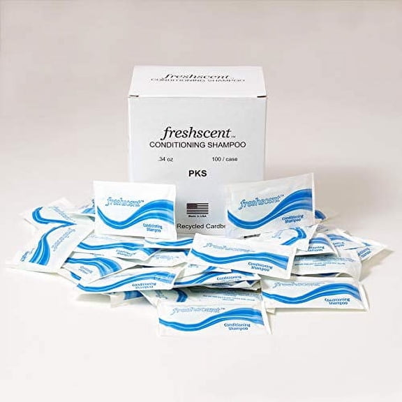 1000 Pieces - Wholesale Freshscent .34 oz Conditioning Shampoo - Bulk Case Travel Sized Hygiene Toiletries