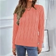 thumbnail image 2 of Vedolay Womens Long Sleeve Tops Womens V Neck Long Sleeve Color Block Striped Casual Cable Knit Pullover Sweater,Pink M, 2 of 4