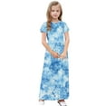 thumbnail image 5 of ATOGUTA Girls Dresses Short Sleeve Floral Print Loose Casual Long Maxi Dress with Pockets Blue, Size 4-14 Years, 5 of 5
